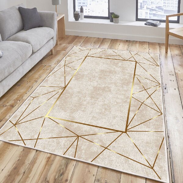 ASIR Predsieňový koberec (100 x 200 cm) ELS2400 béžový a zlatý