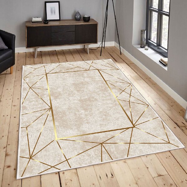 ASIR Predsieňový koberec (100 x 200 cm) ELS2400 béžový a zlatý