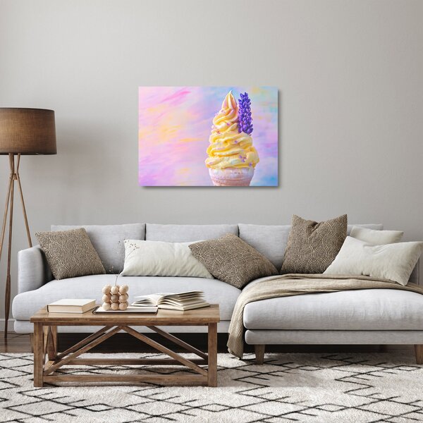 Sklenený obraz - Zmrzlina s levanduľou (70x50 cm)