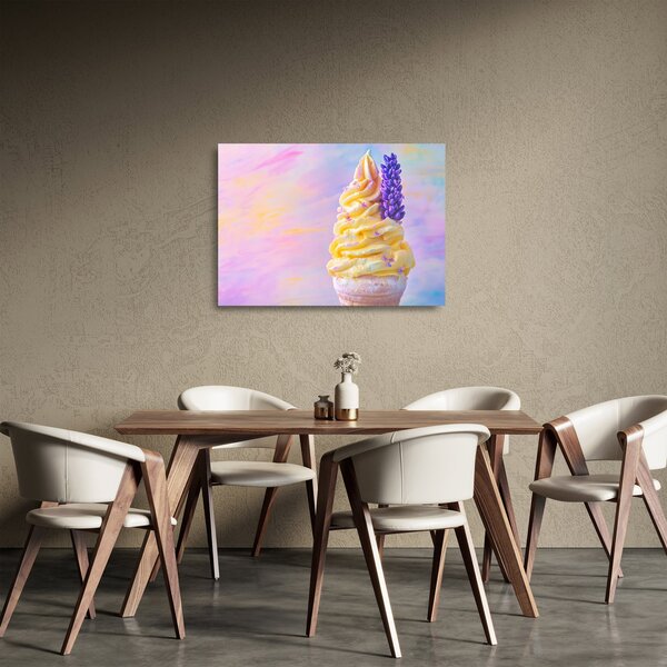Sklenený obraz - Zmrzlina s levanduľou (70x50 cm)