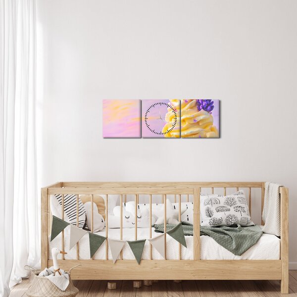 Obraz - Zmrzlina s levanduľou (s hodinami) (90x30 cm)
