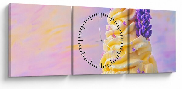 Obraz - Zmrzlina s levanduľou (s hodinami) (90x30 cm)