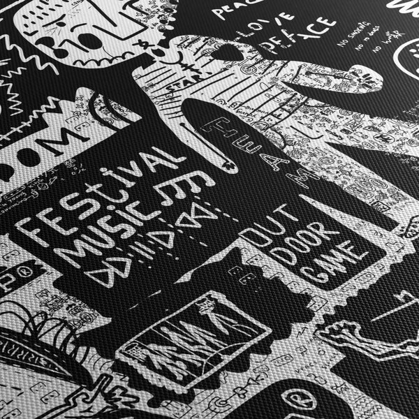 Obraz - Graffiti (s hodinami) (90x30 cm)