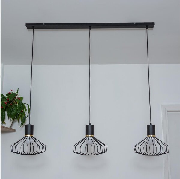 Luster na lanku SOLANO 3xE27/15W/230V čierna/zlatá