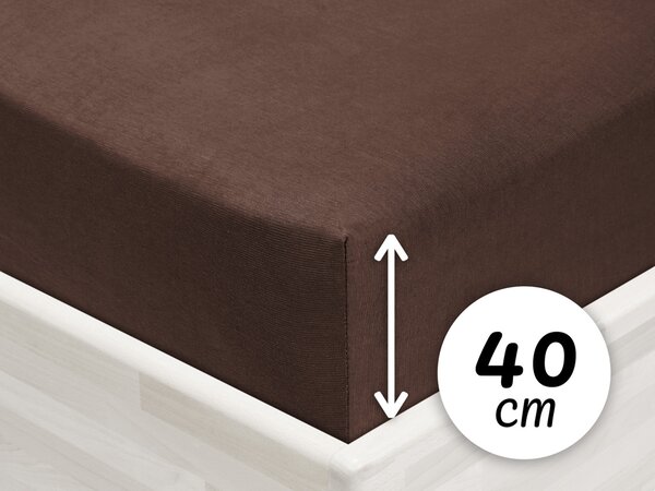 Jersey napínacie prestieradlo na extra vysoký matrac JR-026 Čokoládovo hnedé 200 x 200 - výška 40 cm