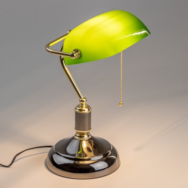 Brilagi - Stolná lampa BANK OFFICE 1xE27/60W/230V čierna/zlatá/zelená