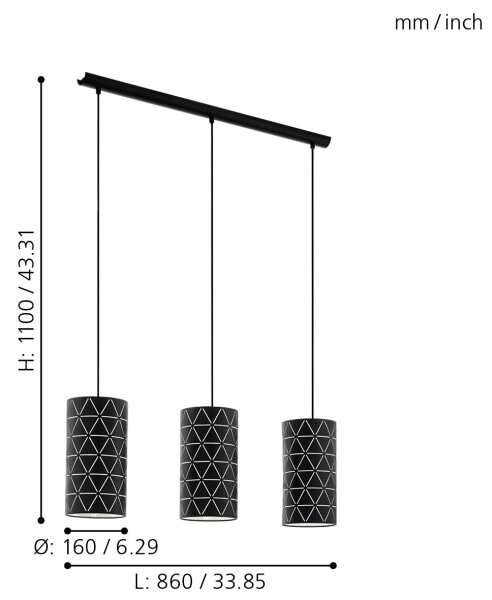 Eglo 98353 - Luster na lanku RAMON 3xE27/40W/230V
