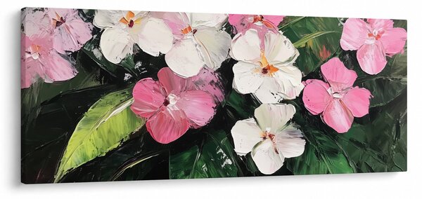 Obraz - Ružové a biele kvety (120x50 cm)