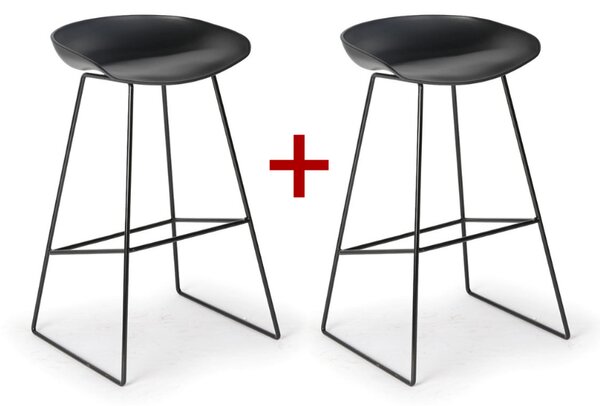 Barová stolička MONTY 1+1 ZADARMO, čierna
