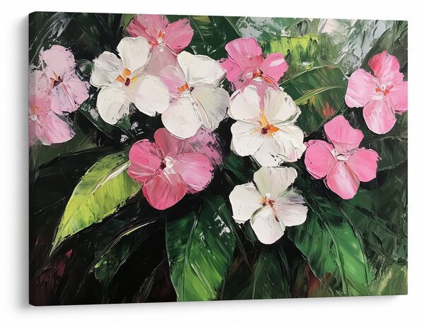 Obraz - Ružové a biele kvety (70x50 cm)