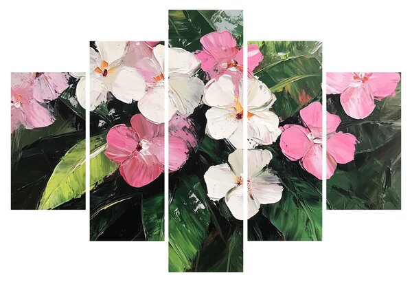 Obraz - Ružové a biele kvety (150x105 cm)