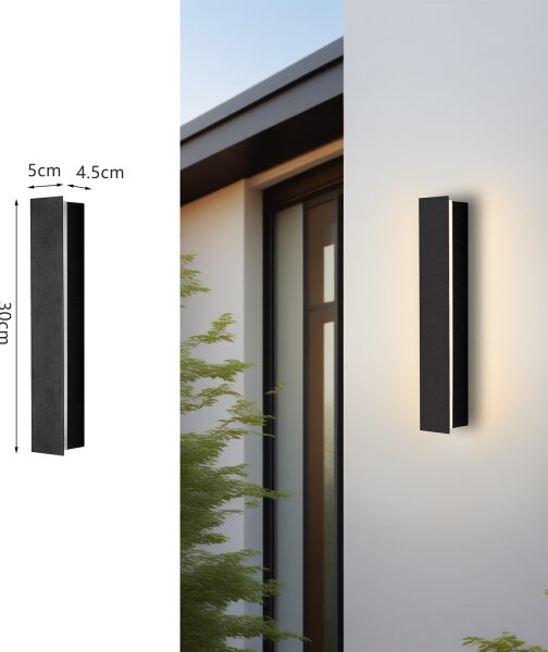 Brilagi - LINEAR vonkajšie nástenné LED svietidlo, 8 W, 230 V, 4000 K, IP65, čierne