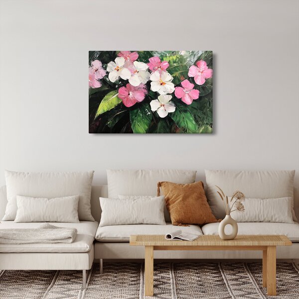 Obraz - Ružové a biele kvety (90x60 cm)