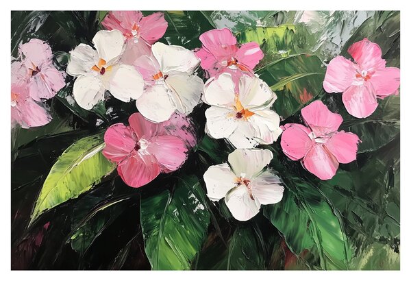 Obraz - Ružové a biele kvety (90x60 cm)
