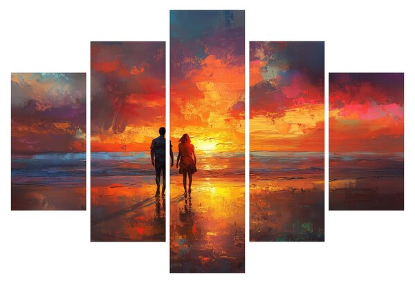 Obraz - Prechádzka na pláži (150x105 cm)