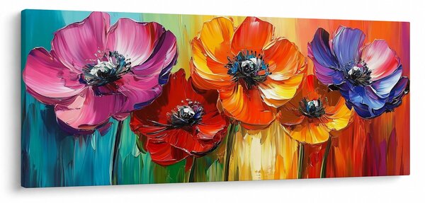 Obraz - Päť pestrofarebných kvetov (120x50 cm)