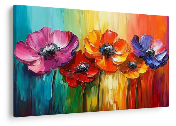 Obraz - Päť pestrofarebných kvetov (90x60 cm)