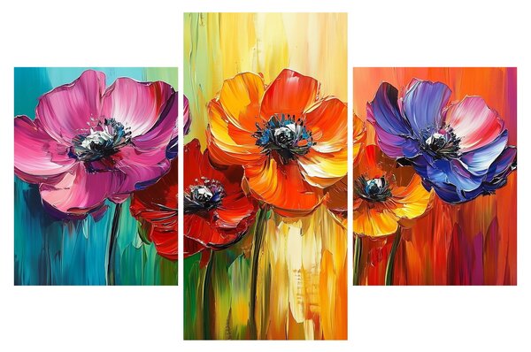 Obraz - Päť pestrofarebných kvetov (90x60 cm)