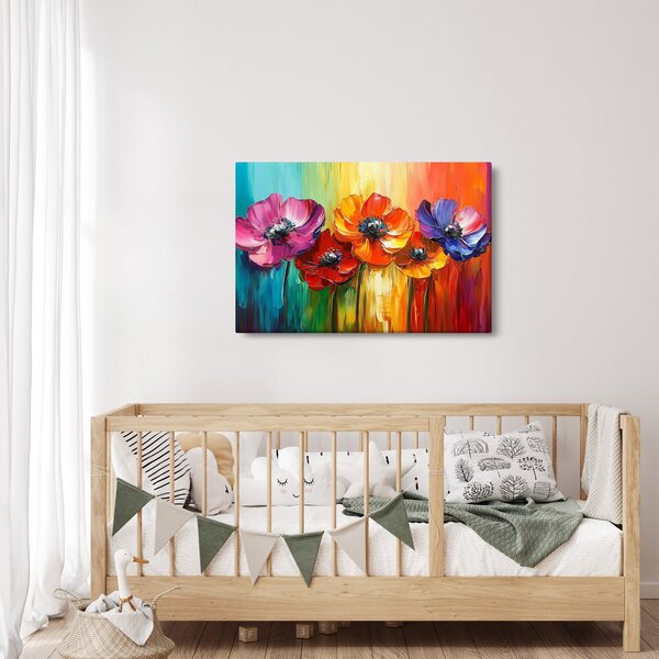 Obraz - Päť pestrofarebných kvetov (90x60 cm)