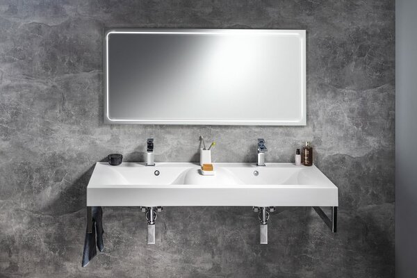 Sapho Sapho, FLAVIA dvojumývadlo 150x50cm, liaty mramor, biela, 68154