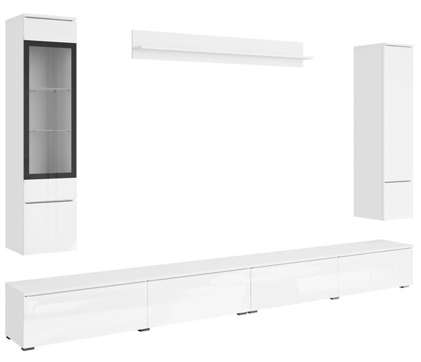 Mirjan24 Nábytok do obývacej izby Sawoti VIII + LED, Farby: biela / biely lesk 5903211513930