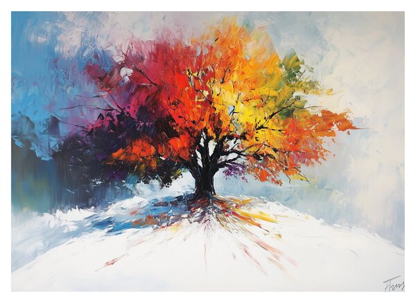 Sklenený obraz - Pestrofarebný strom (70x50 cm)