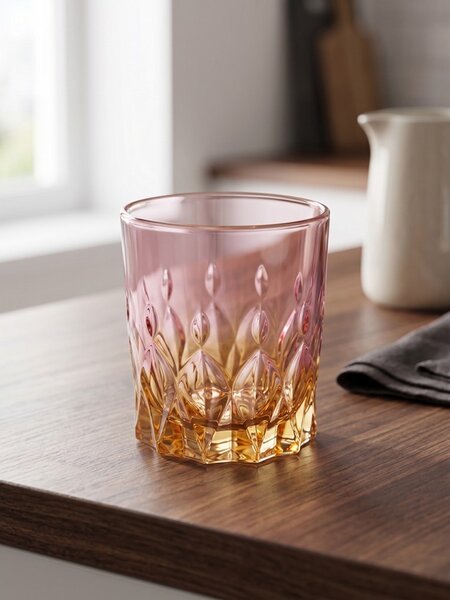 BOHEMIA PRESTIGE CONTE ROSE AMBER POHÁR NA WHISKY 340ML SADA 6KS