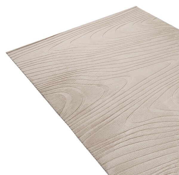 Koberec z umelej kožušiny béžový umelá polyesterová kožušina 160 x 230 cm vysoký vlas geometrický vzor