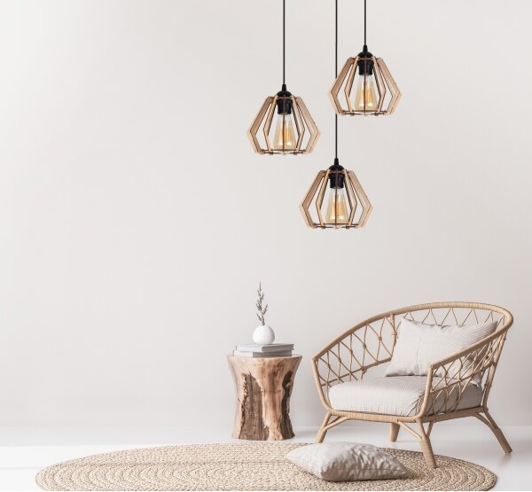 Luster na lanku BERGO 3xE27/60W/230V čierna