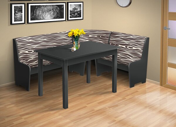 Rohová lavica so stolom farba lamina: Antracit, farba čalouněnie: Mega 37