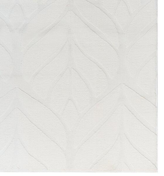 Koberec z umelej kožušiny krémová biela umelá polyesterová kožušina 160 x 230 cm vysoký vlas vzor listov