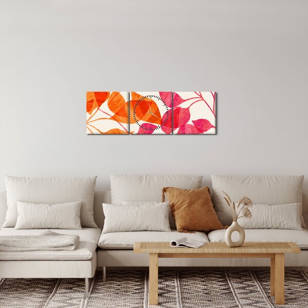 Obraz - Oranžové lístie (s hodinami) (90x30 cm)
