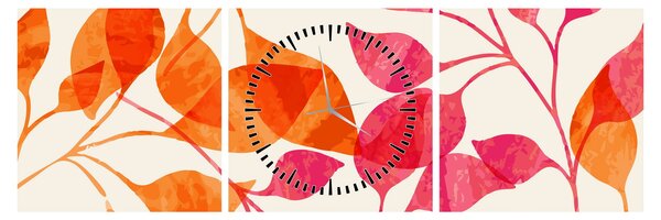 Obraz - Oranžové lístie (s hodinami) (90x30 cm)