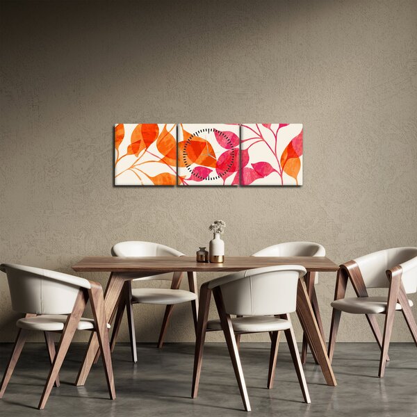 Obraz - Oranžové lístie (s hodinami) (90x30 cm)