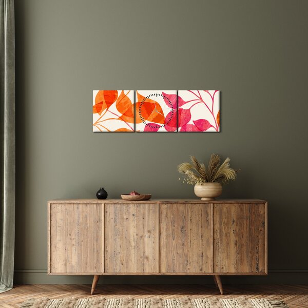 Obraz - Oranžové lístie (s hodinami) (90x30 cm)