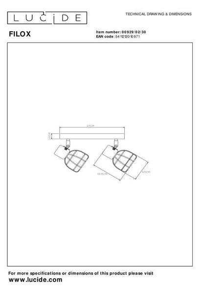 Lucide L009290230 bodové stropné svietidlo FILOX E14