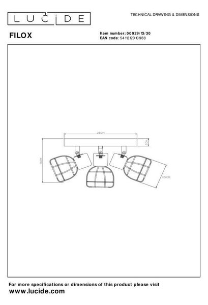Lucide L009291330 bodové stropné svietidlo FILOX E14