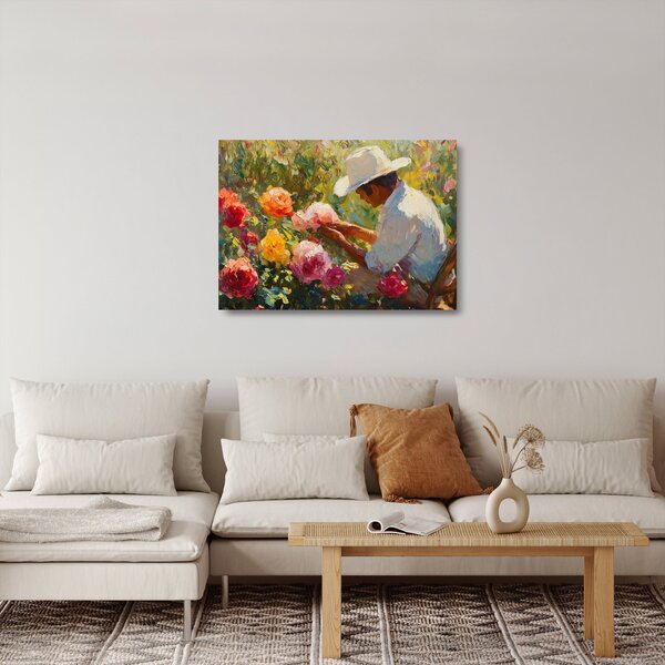 Sklenený obraz - Záhradník (70x50 cm)