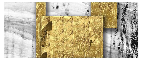Obraz - Zlaté štvorce N⁰1 (120x50 cm)