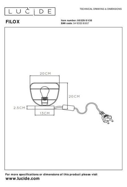 Lucide L005290130 stolná lampička FILOX E27
