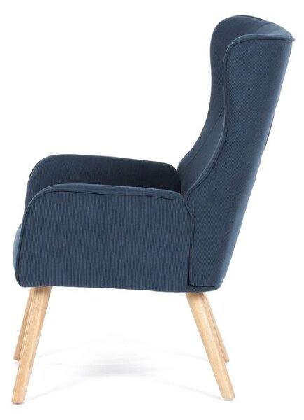 AK-314 BLUE2, Moderné elegantné kreslo, poťah modrá menčestrová látka