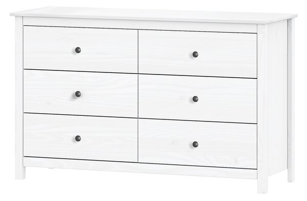 Komoda 6 zásuviek TORINO biela, kovové úchytky