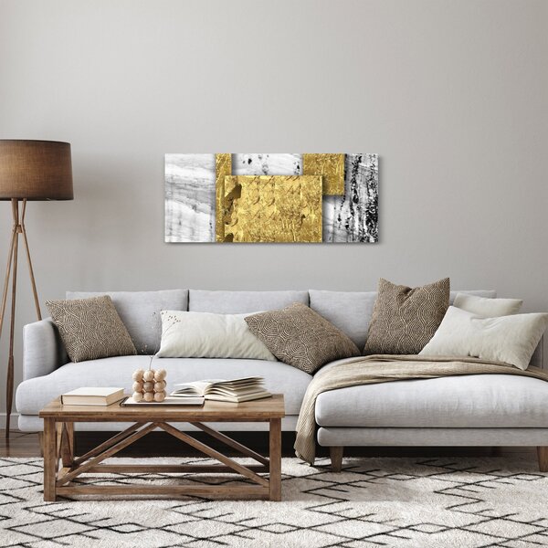 Obraz - Zlaté štvorce N⁰1 (120x50 cm)