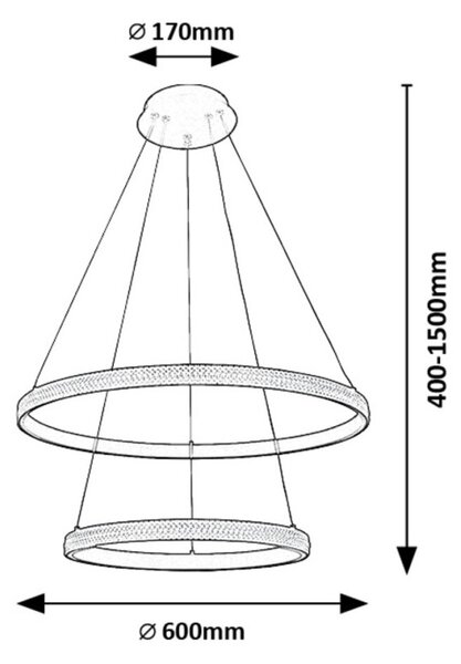 Rabalux 98072259 LED závesné stropné svietidlo Grete | 60W integrovaný LED zdroj | 3450lm | 3000K