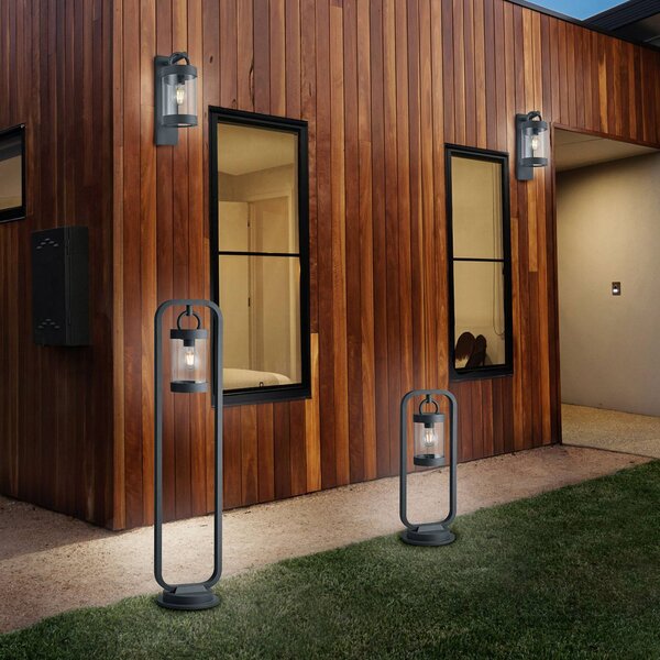 Trio Lighting Vonkajšie nástenné svetlo Sambesi súmrakový snímač, Čierna, Hliník, Moderný, Nástenné svietidlo