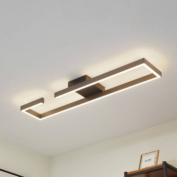 Lucande Stropné svietidlo LED Yvor, 100 cm, čierna farba, hliník, Čierna, Obývacia izba / jedáleň, Hliník, Moderný, Stropné svetlo