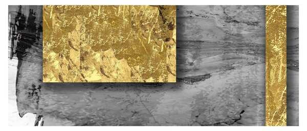 Obraz - Zlaté štvorce N⁰2 (120x50 cm)