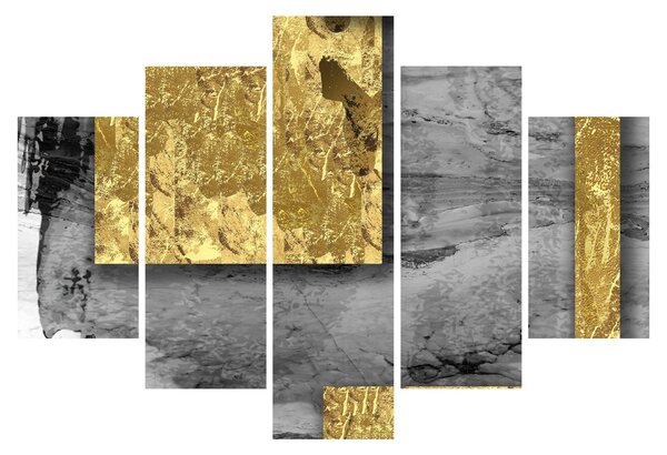 Obraz - Zlaté štvorce N⁰2 (150x105 cm)
