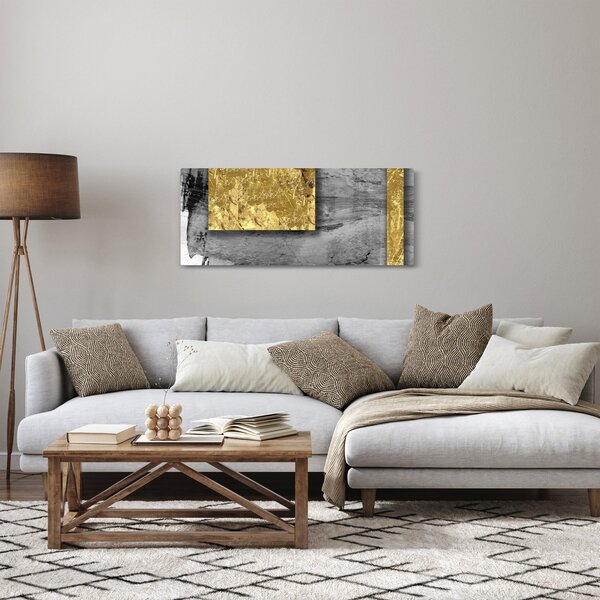 Obraz - Zlaté štvorce N⁰2 (120x50 cm)