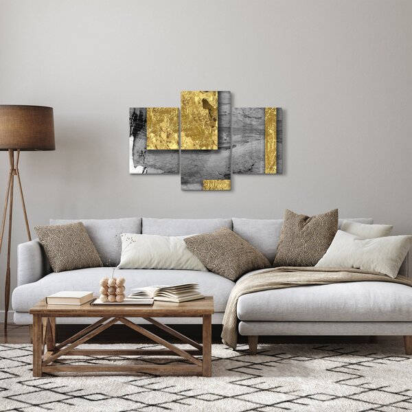 Obraz - Zlaté štvorce N⁰2 (90x60 cm)